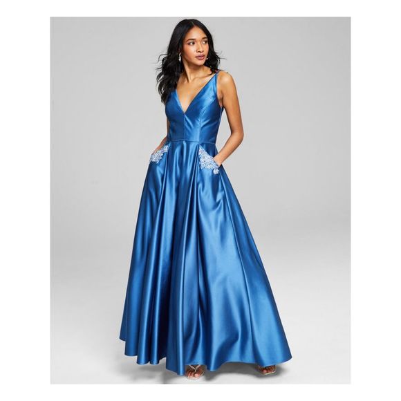 Summer Trendy Sleeveless Deep V Neck Full Length Prom Dresses main image 0